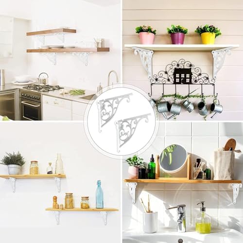 Shelf Brackets 6 Inch 4 Pack Heavy Duty White Wall Bracket Victorian Kitchen Decorative Rack Shelves, Shelf Bracket Avai