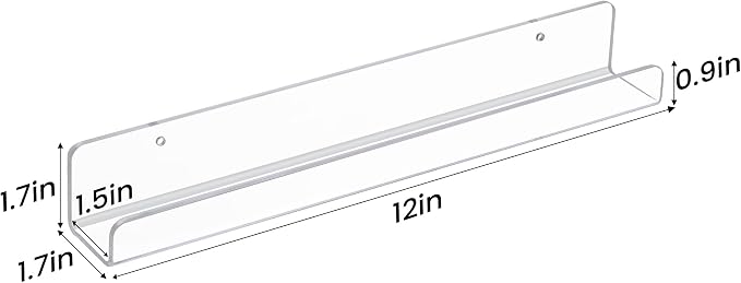 upsimples 18 Pack Vinyl Record Wall Mount Shelves, 12" Vinyl Holder for Album Record Storage & Display, Clear Acrylic Floating Shelves for Wall Decor, Kids Bookshelf, Magazine Rack, Picture Ledge