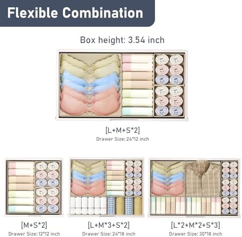 DIMJ Drawer Organizer Clothes - 26 Pack Baby Dresser Organizer for Nursery Closet Organization, Fabric Drawer Organizer Bins for Underwears Socks Bras, Foldable Storage Dividers for Bedroom