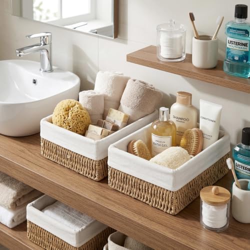 Wicker Baskets with Handles，woven Baskets for Organizing，1-pack