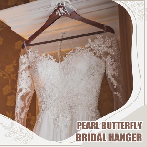 Yuntau Bride Hanger for Wedding Dress Wooden Mrs Hanger,Walnut,Mrs