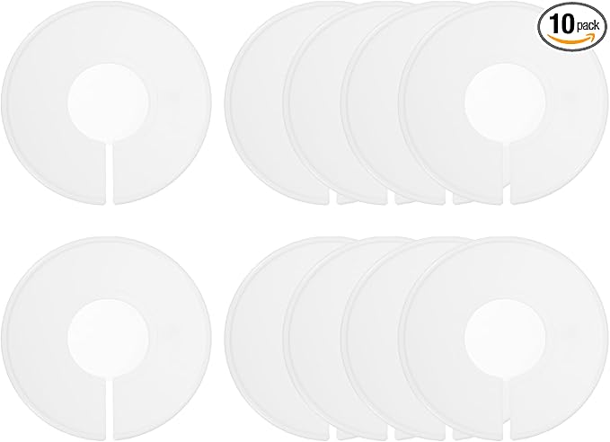 uxcell 10 Pcs Clothes Dividers,Round Closet Rack Dividers Clothing Rack Size Dividers Blank Labels Writable & Reusable for Hanging Clothes Sorting Size, White