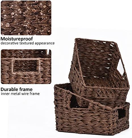 GRANNY SAYS Wicker Storage Baskets, Waterproof Wicker Basket with Handles