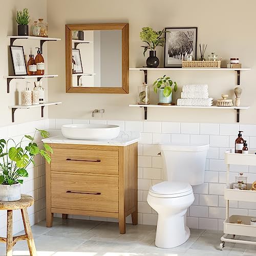 DINZI LVJ Long Wall Shelves, 23.6Inch Wooden Wall Mounted Shelves, Set of 2