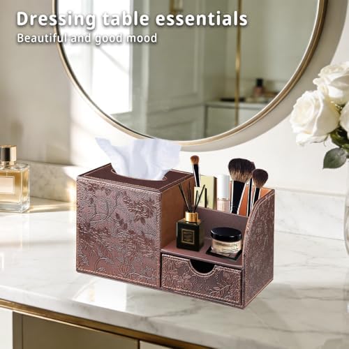 Tissue Box Cover with Drawer Organizer and Storage Tray,Cube Tissue Holder