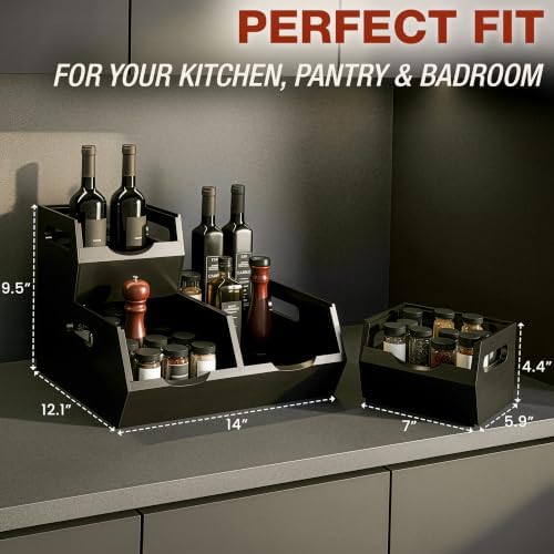 HOMESTEAD Stackable Solid Wood Storage Bins for Pantry & Countertop, Ventilated Potato and Onion Basket Organizer with H