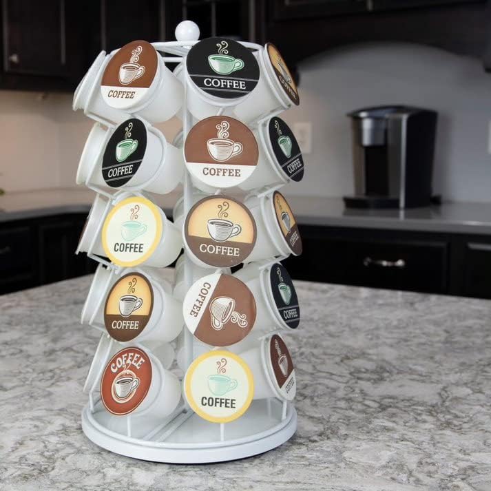 Nifty Solutions Keurig Coffee Pod Holder Carousel 360 Degree Spinning Organizer for K Cups 13 Inch Tall Compact Counter 