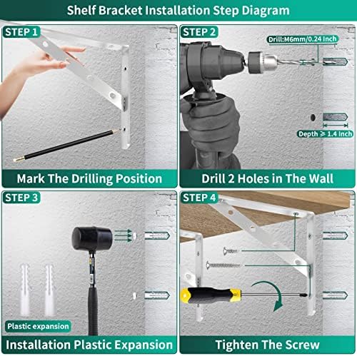 Solid Shelf Brackets 10 Inch ,4-Pack L Brackets Heavy Duty Shelf Brackets,90 Degree Triangle Shelf Bracket Stainless Ste