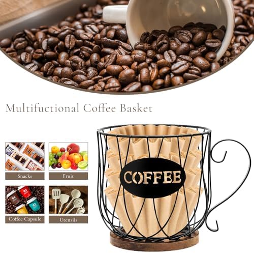 Rustic Metal K Cup Coffee Pod Holder, Large Wire Coffee Pod Basket