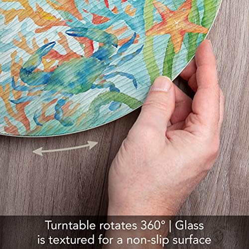 CounterArt Sea Life Serenade Tempered Glass Lazy Susan Turntable