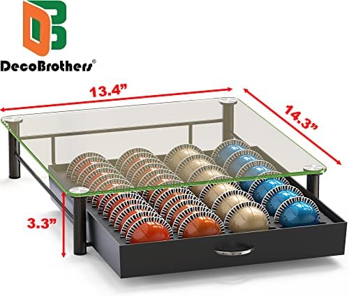 Deco Brothers Tempered Glass Vertuo Pod Holder, Fits 24 Large/48 Small Pods