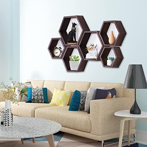 Hexagon Shelves,Floating Wall Shelf,Honeycomb Octagon Cube Shelves Wood