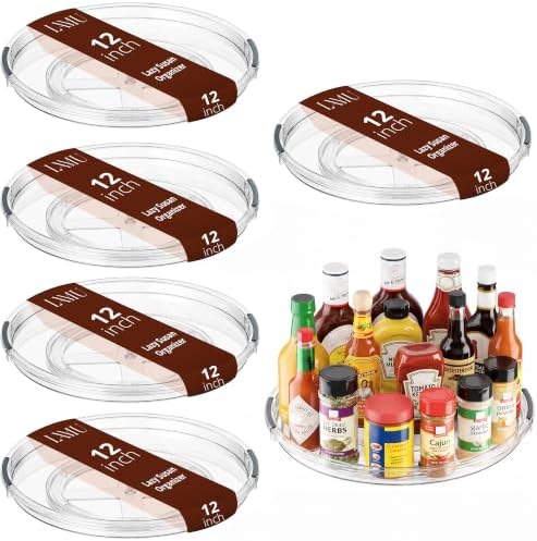 LAMU 12 in Lazy Susan Turntable, 6 Pack Clear Spice Rack, Organizer Storage
