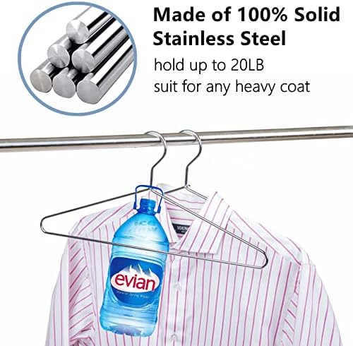 Amber Home 20 Pack Heavy Duty Metal Coat Hangers, Smooth Chrome Hangers