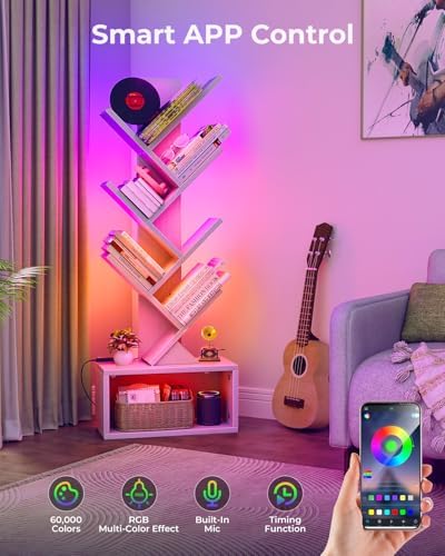 Evermagin 6 Tier Tree Bookshelf with Lights, LED Book Tree Bookcase