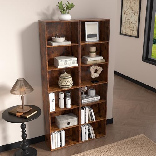 Wooden 6 Cube Storage Organizer, Vintage Brown 6 Cube Storage Shelf, 6 Tier Closet Organizers Storage Cubes Display Cubb