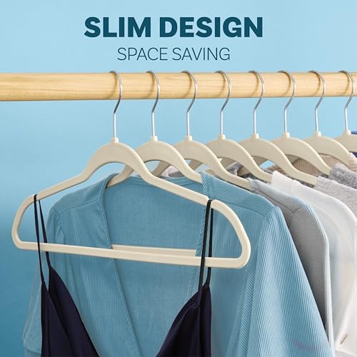 DEILSY™ Non-Velvet Thin Hangers Space Saving Ivory Hangers 50 Pack