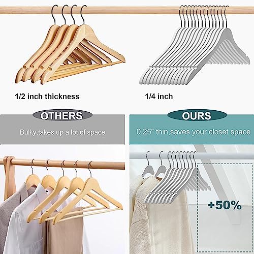 Luxury Ultra Thin 20 Space Saving Wooden Clothes Hanger, 360 Degree Rotating Hook, Best for Shirts, Blouses, Pant, Dress