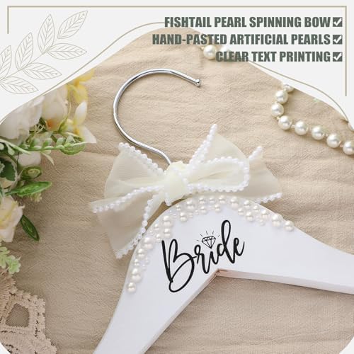 Yuntau Bride Hanger for Wedding Dress Wooden Mrs Hanger, White, Bride