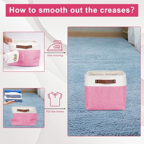 Bagnizer Storage Bins Large Fabric Storage Baskets for Shelves 3 Pack, Decorative Linen Closet Baskets with Handles for 