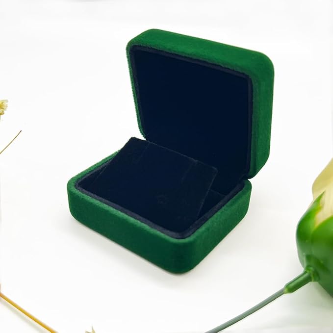 2 Pieces Velvet Earring Box,Stud Earring Gift Box,Jewelry Display Case for Proposal,Engagement,Wedding and Birthday,Green