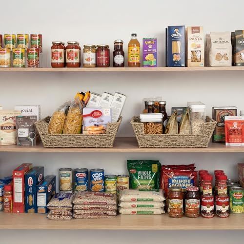 StorageWorks Pantry Baskets for Organizing, Woven Baskets, Seagrass
