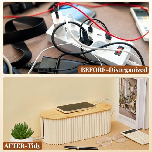 2 Pcs Cable Management Box, Fits Most Power Sockets, 11.8x5.1x4.3 in