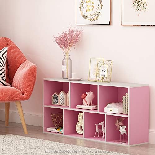 Furinno LUDER Book Shelf, 7-Cube Bookshelf, Bookcase with Open Shelves, 9.4 x 19.5 x 41.7, Easy Assembly, for Living Roo