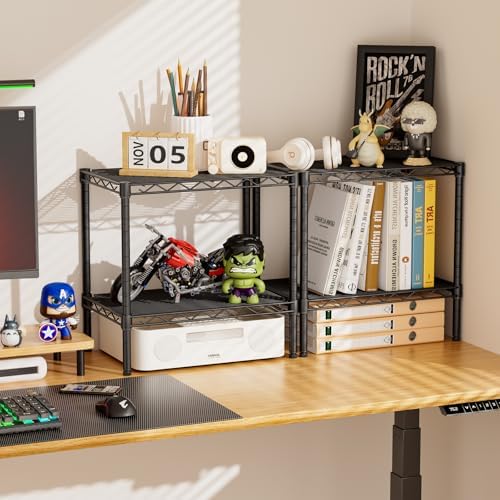 SINGAYE Bookshelf Shelves Bookcase Shelf 2 Tier Wire Shelving Adjustable