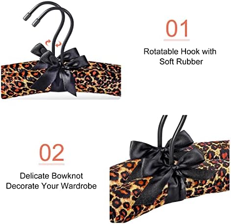 TOPIA HANGER Satin Padded Hangers for Women Clothing 17inch 10 Pack Leopard