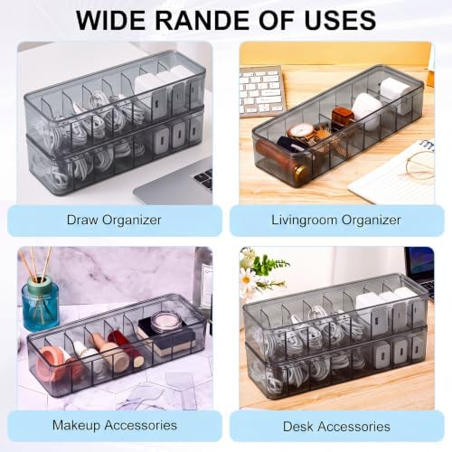 Tatuo Cord Organizer for Drawer Desktop, Gray, 2 Pack