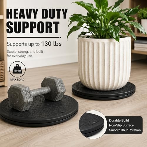 RHBLME 3 Pack Black Lazy Susan, 12 Inch Heavy Duty Rotating Swivel with Steel Ball Bearings Stand for Turntable, Monitor