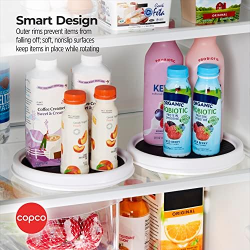 Copco Lazy Susan Turntable Organizer Set of 2, 9 Inch Rotating Cabinet and Pantry Storage, Nonslip Surface with Outer Ri