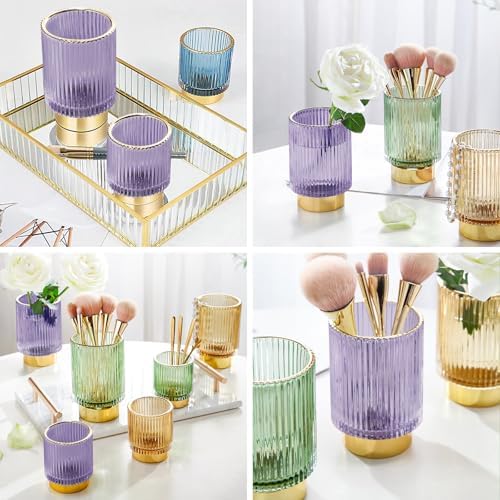 DASITON Makeup Brush holder Organizer,Crystal Cosmetic Makeup Brush Glass Brushes Storage Holder, Vintage Make Up Brush 