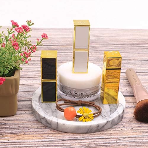 Circular Marble Stone Decorative Tray for Counter, Vanity, Dresser, Nightstand or Desk, Diameter 5-1/2 Inches
