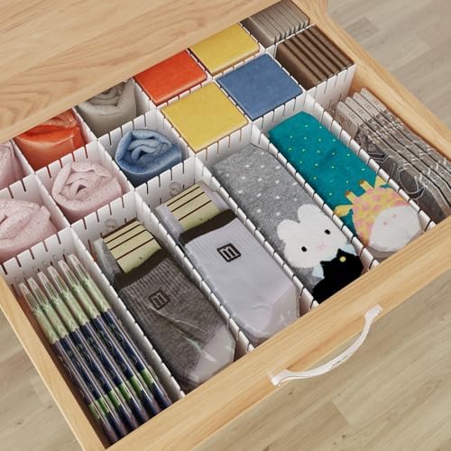 ALBAD Plastic Drawer Dividers Adjustable Drawer Organizer Dividers Separator for Tidying Clutter/Cutlery/Underwear/Socks