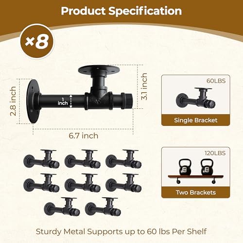 Industrial Pipe Shelf Brackets for Floating Shelves,Heavy Duty Bracket