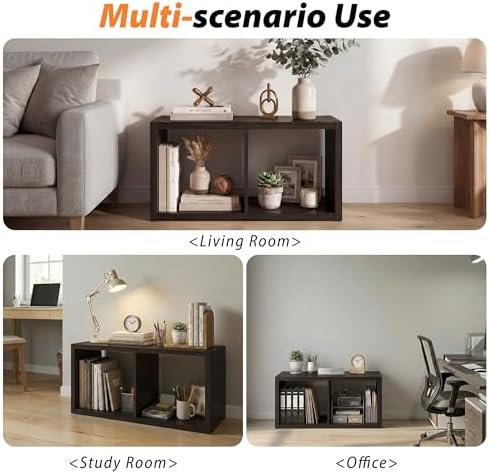 WannabeMyself【2026 Wooden Thick Frame】 2 Cube Storage Organizer with Anti-Tipping Kits, Reversible Open Back Book Shelf,