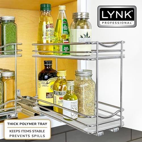 LYNK PROFESSIONAL® Pull Out Spice Organization for Cabinets - 4-3/8 inch Wide – Spice Rack for Inside Cabinets, Slide Ou