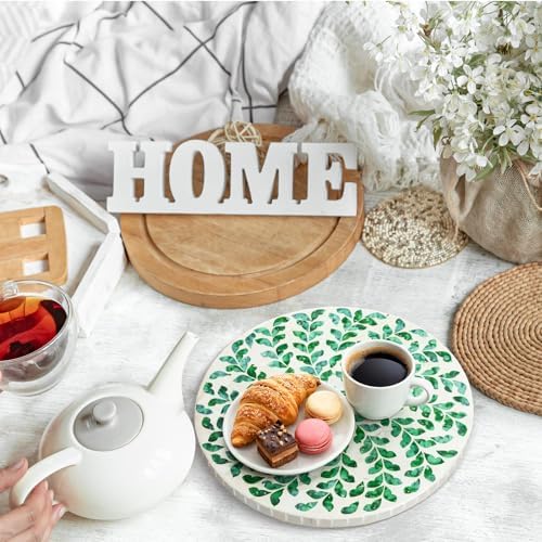 Reallnaive Mother of Pearl Lazy Susan, Round, Green Grass