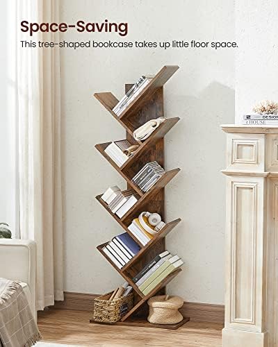 VASAGLE Tree Bookshelf, 5 Tiers, 20 x 9.8 x 55.7 Inches