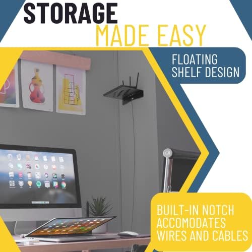 Koova WiFi Router or Speaker Shelf | Floating Shelving for Cable Box, Modem, Gaming System & Streaming Media Devices | V