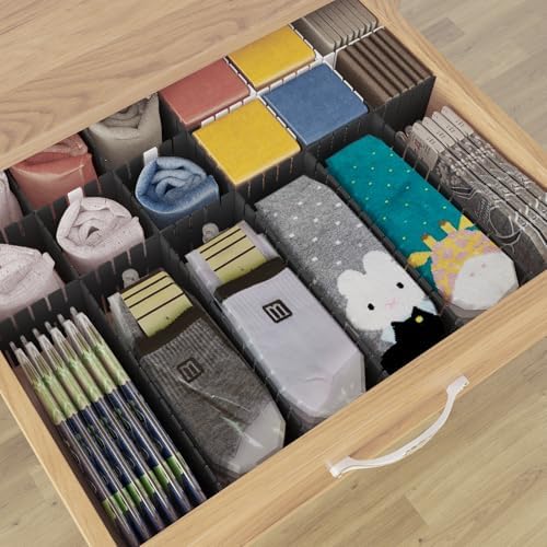 ALBAD Plastic Drawer Dividers Adjustable Drawer Organizer Dividers Separator for Tidying Clutter/Cutlery/Underwear/Socks