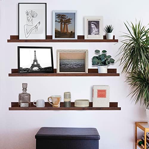 MBYD 36 Inch Wood Floating Shelves Wall Mounted Deep Walnut Picture Ledge Shelf Nursery Book Shelves for Home Decor for 