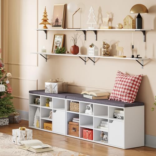 DINZI LVJ Long Wall Shelves, 47.3Inch Wooden Floating Shelves with Brackets