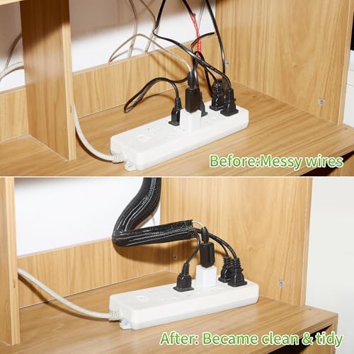 Split Wire Loom 3/8 Inch 25ft, Braided Cable Sleeve for Cable Management, Cord Protector for Pets, TV, Desk & Automotive