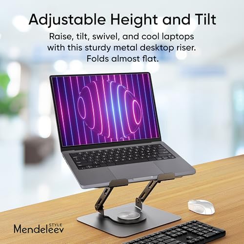 Grey 360° Rotating Foldable Adjustable Laptop Stand, Fits Up to 16 Inches