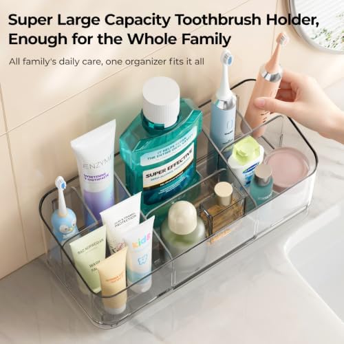 MOPMS 8 Slots Toothbrush Holders for Bathrooms with Detachable Dividers