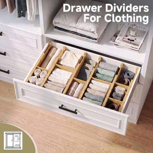 Deep Drawer Dividers For Clothes,Expandable Drawer Organizer (6, Short)