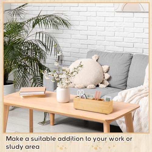 Jetec Wooden Pencil Pen Holder for Desk, Bamboo, 6 Compartments